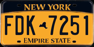 NY license plate FDK7251