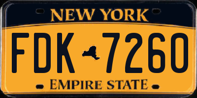 NY license plate FDK7260