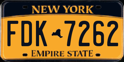 NY license plate FDK7262