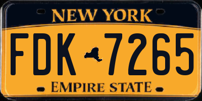 NY license plate FDK7265