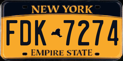 NY license plate FDK7274