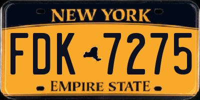 NY license plate FDK7275