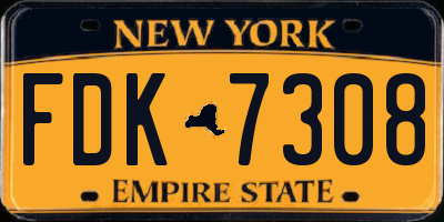 NY license plate FDK7308