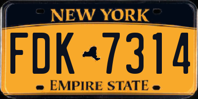 NY license plate FDK7314