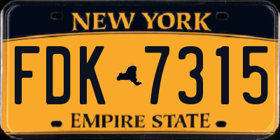 NY license plate FDK7315