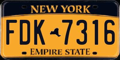 NY license plate FDK7316
