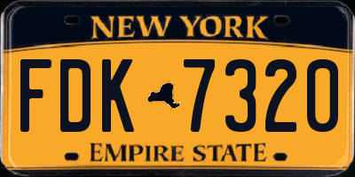 NY license plate FDK7320