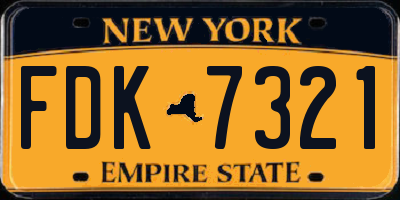 NY license plate FDK7321