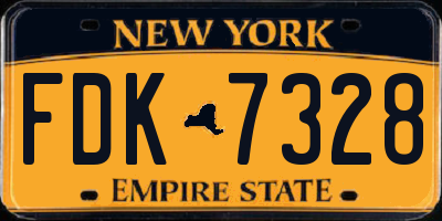 NY license plate FDK7328