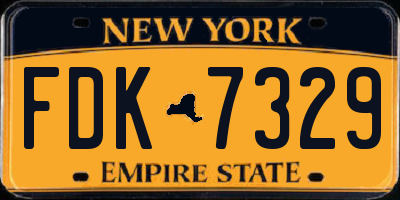 NY license plate FDK7329