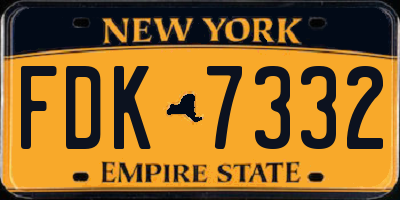NY license plate FDK7332