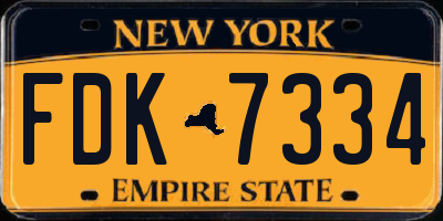 NY license plate FDK7334
