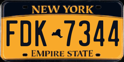 NY license plate FDK7344