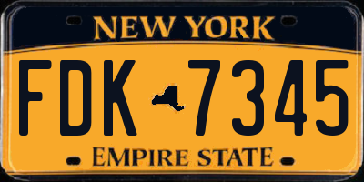 NY license plate FDK7345