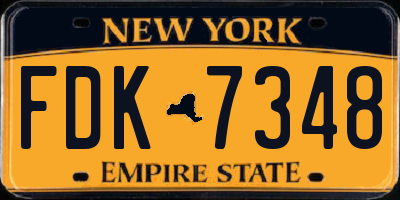 NY license plate FDK7348