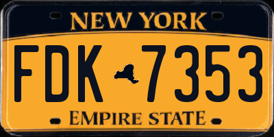 NY license plate FDK7353