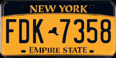 NY license plate FDK7358