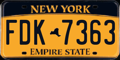 NY license plate FDK7363
