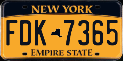 NY license plate FDK7365