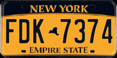 NY license plate FDK7374