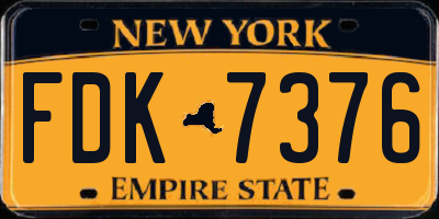 NY license plate FDK7376