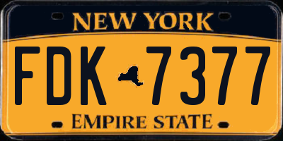 NY license plate FDK7377