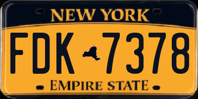 NY license plate FDK7378