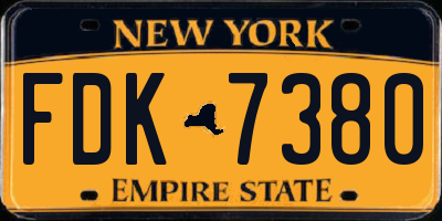 NY license plate FDK7380