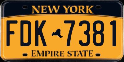 NY license plate FDK7381