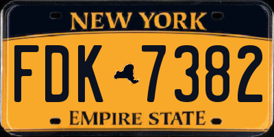 NY license plate FDK7382