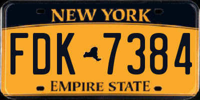 NY license plate FDK7384