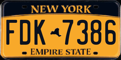 NY license plate FDK7386