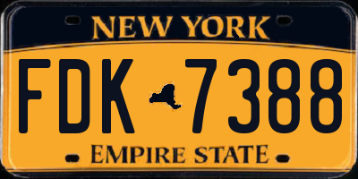 NY license plate FDK7388