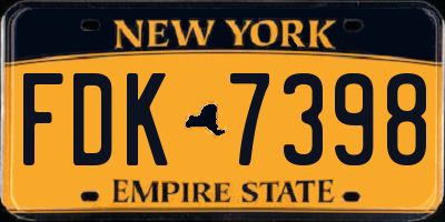 NY license plate FDK7398