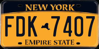 NY license plate FDK7407