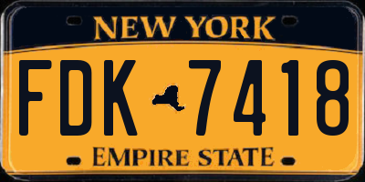 NY license plate FDK7418