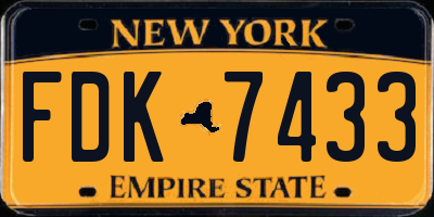 NY license plate FDK7433