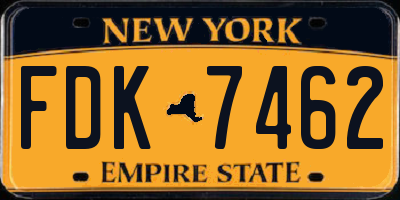 NY license plate FDK7462
