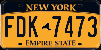 NY license plate FDK7473