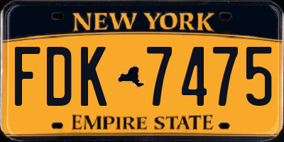 NY license plate FDK7475