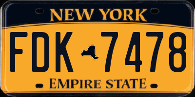 NY license plate FDK7478