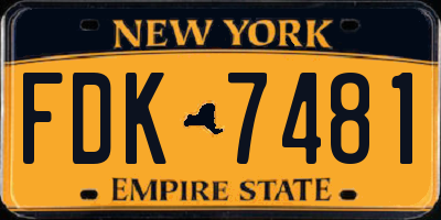 NY license plate FDK7481