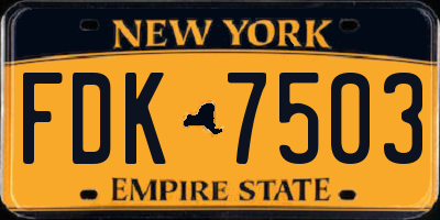NY license plate FDK7503