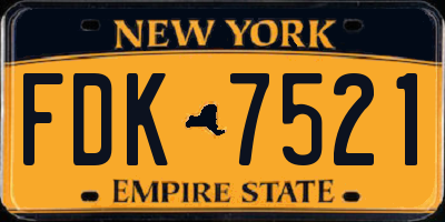 NY license plate FDK7521