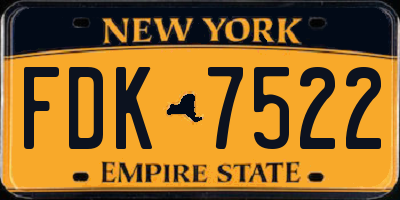NY license plate FDK7522