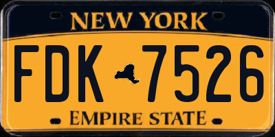 NY license plate FDK7526