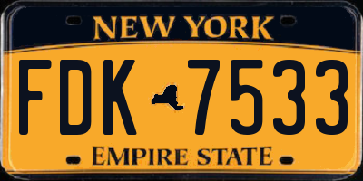 NY license plate FDK7533