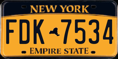 NY license plate FDK7534