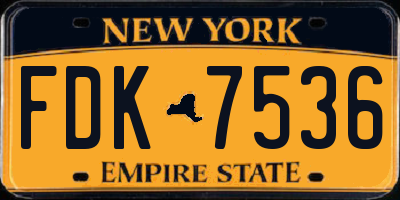 NY license plate FDK7536