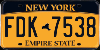 NY license plate FDK7538